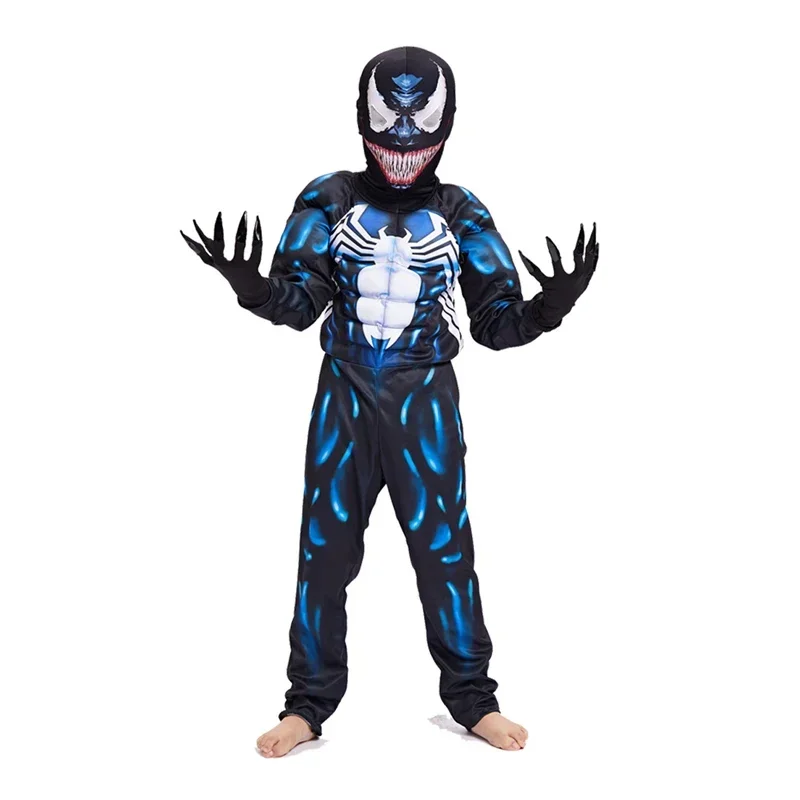 Cosaim Venom Muscle Anime Cosplay Costume Superhero Spider Boy Costumes Kids Boys Party Zentai Jumpsuit Set Halloween Costume fo