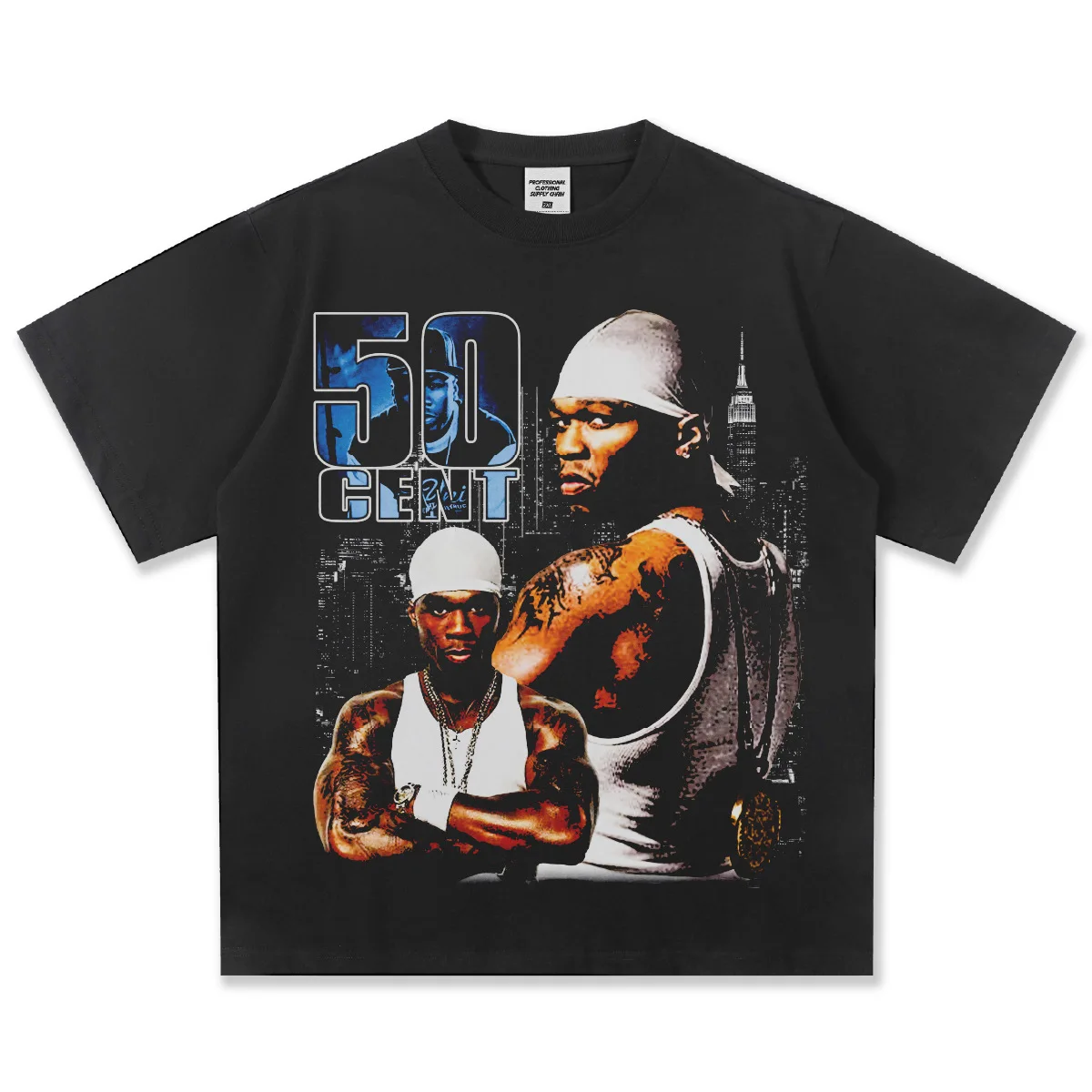 Camiseta Gráfica 50 Cent Unissex, T-Shirt Casual com Estampa Ousada, Merchandise para Fãs da Lenda do Hip Hop, Confortável em Algodão, Moda Urbana, Top Trendy