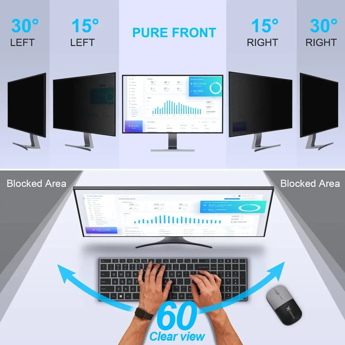 2 Pack 24 Inch Computer Privacy Screen Filter Anti-Spy Glare Protector Film for Widescreen Monitor with 16:9 Aspect Ratio
