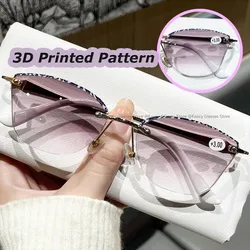 Luxury Design Reading Glasses for Women Men New Trending HD Presbyopia Ladies 3D Printed Pattern Fashion Far Sight Eyeglasses