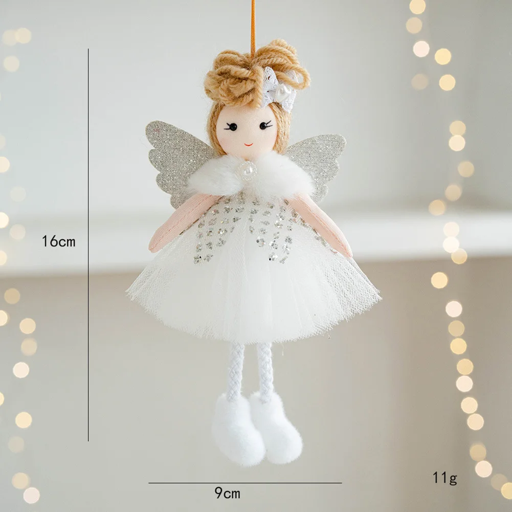 16*9 ซม.คริสต์มาสตุ๊กตาตาข่าย Angel ตุ๊กตาจี้เครื่องประดับ 2025 ปีใหม่คริสต์มาสสําหรับตกแต่งบ้านนาตาล Noel ตกแต่ง