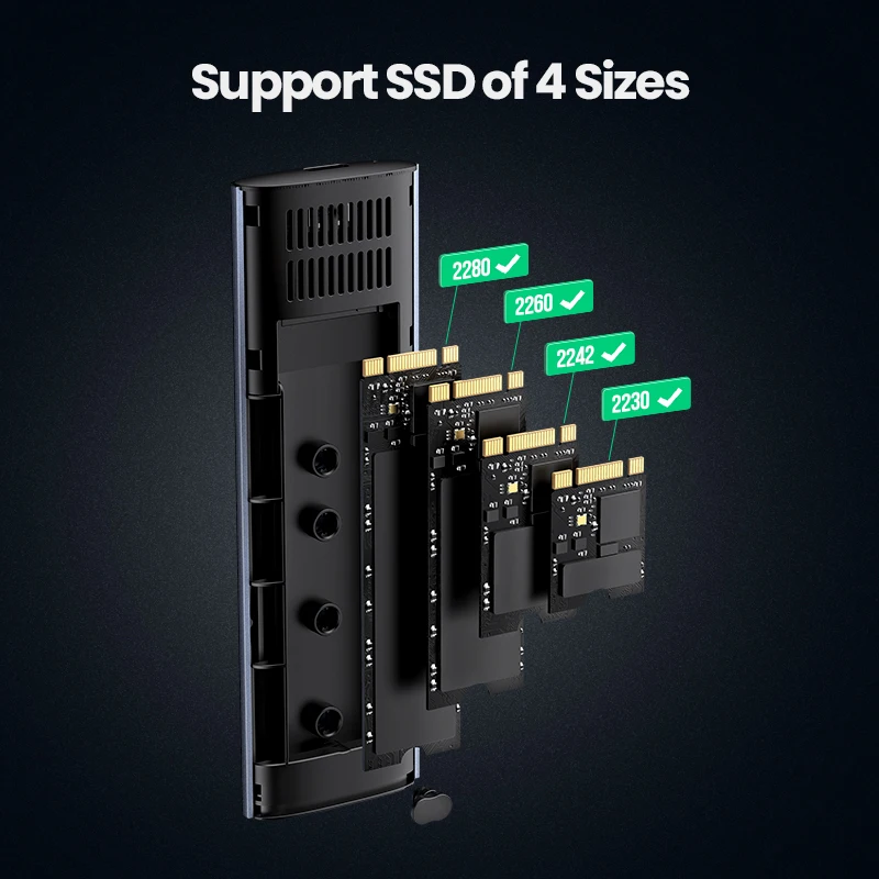 Imagem -04 - Ugreen M.2 Nvme Ssd Gabinete Duplo Protocolo Nvme Sata para Usb 3.1 Gen2 10 Gbps Nvme Pci-e M.2 Ssd Case Suporte Uasp para Disco Rígido