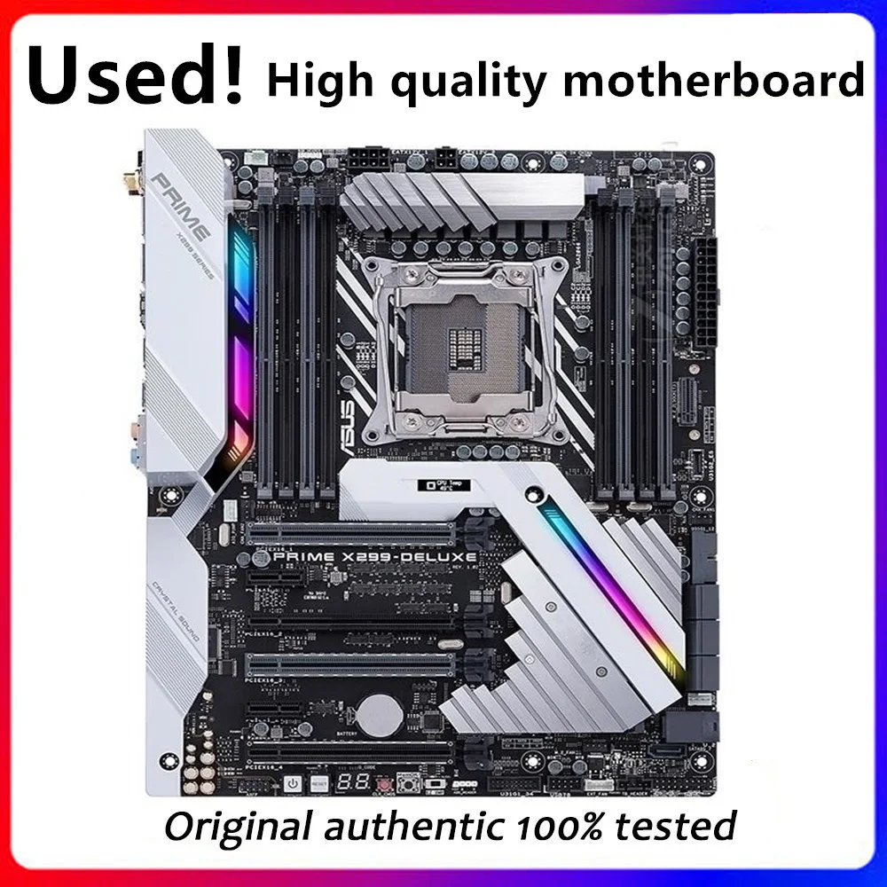 Used  For Asus PRIME X299-DELUXE Original Desktop Intel X299 DDR4 Motherboard LGA LGA 2066 USB3.0 M.2 SATA3