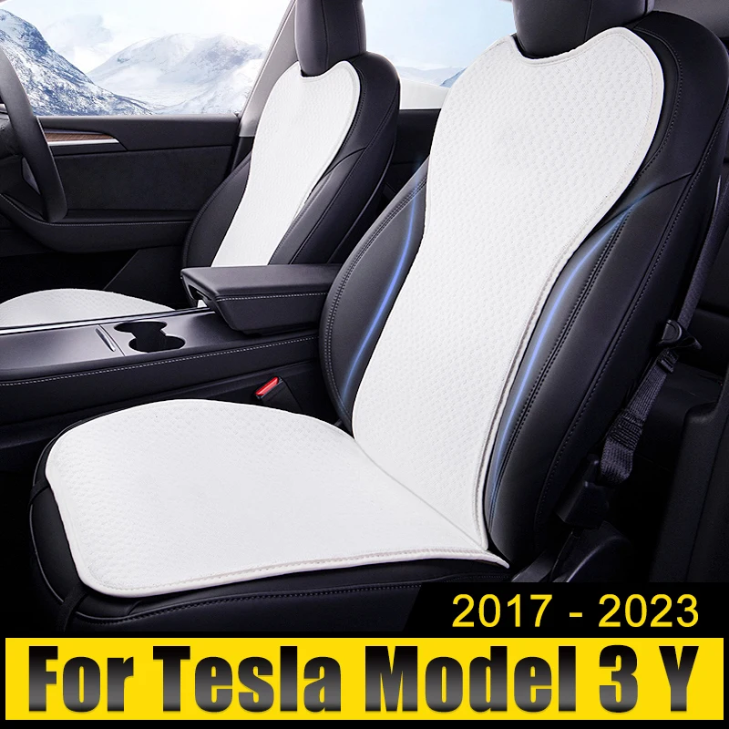 

Car Accessories For Tesla Model 3 Y 2017 2018 2019 2020 2021 2022 2023 Ice Silk Seat Cover Front Rear Seat Cushion Anti-Slip Mat