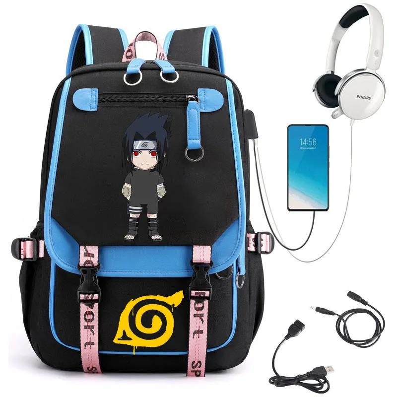 Mochila escolar de dibujos animados de Naruto para estudiantes, gran capacidad, informal y ligera, almohadilla para el hombro, Linda mochila impermeable