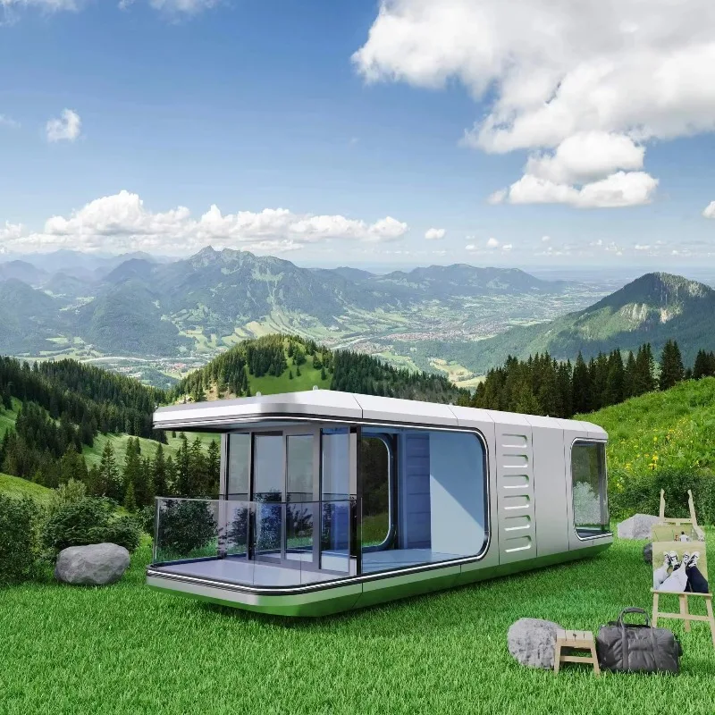 Customized Extendable Prefabricated Capsule Container House Sandwich Panel Easily Moved Breathable Design for Home & Villa Use