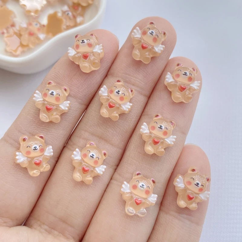 50Pcs New Cute Mini Resin Little Bear Series Flatback Ornament Jewelry Making Manicure Hairwear Accessories