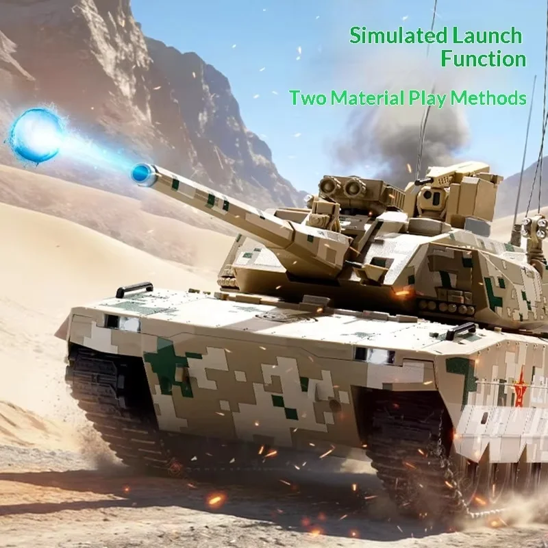 Remote Control Tank 100 Type Oversized Metal Track Electric Off Road Armored Vehicle Simulated Launch 2 Material Boy Toy Car