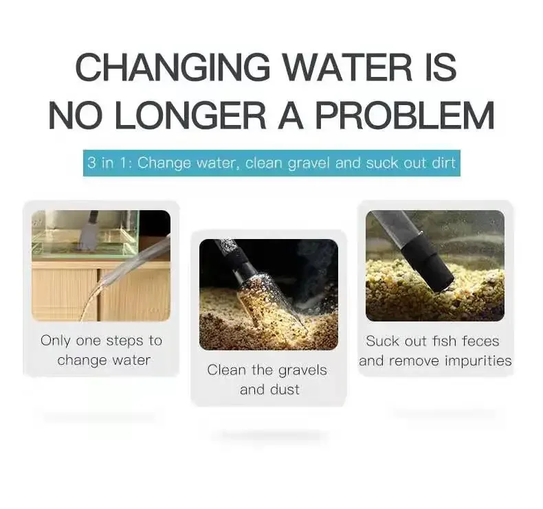 3W Aquarium Elektrischer Kiesreiniger Wasserwechselpumpe Reinigungswerkzeuge Wasserwechsler Siphon für Aquarium Wasserfilterpumpe – Detail 3