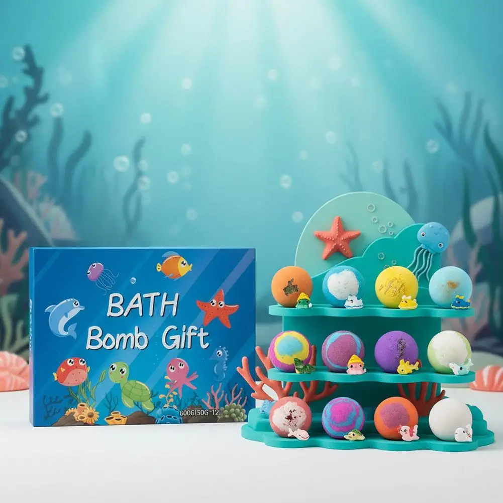 

Organic Kids Bubble Bath Fizzies Bath Salts With 12 Ocean Surprise Toys Safe Fun Educational Bathtime Gift