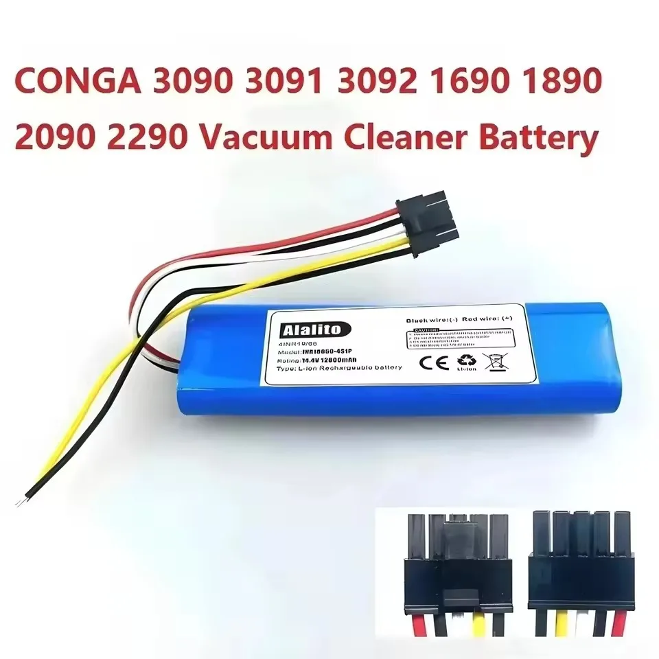 14.4V 9800mAh lithium-ion battery pack, for CECOTEC CONGA 3090 3091 3092 1690 1890 2090 robot vacuum cleaner battery replacement