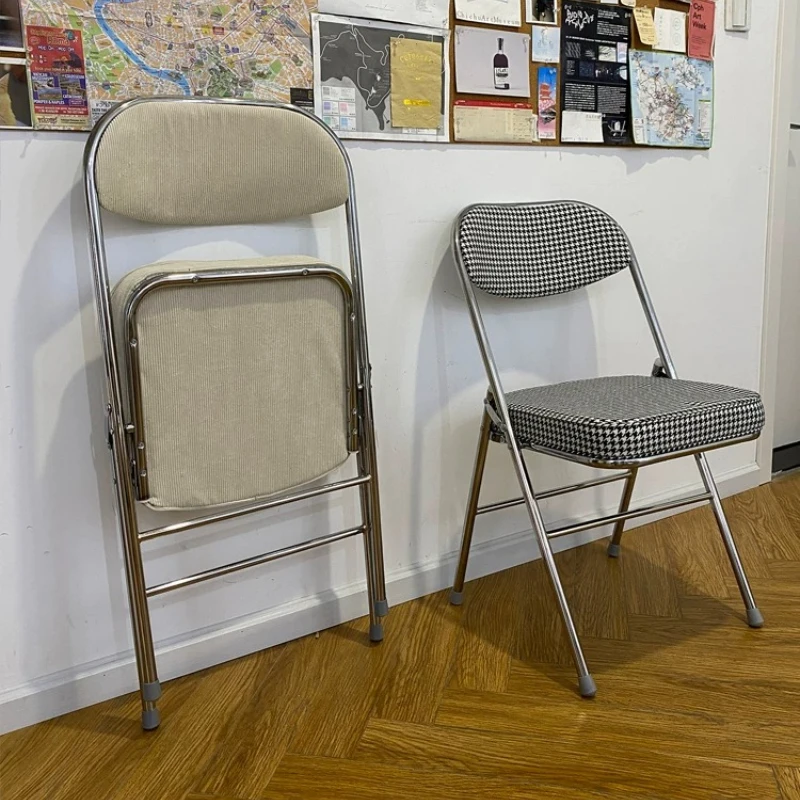 

Retro restaurant chair antique corduroy folding chair old backrest dining chair