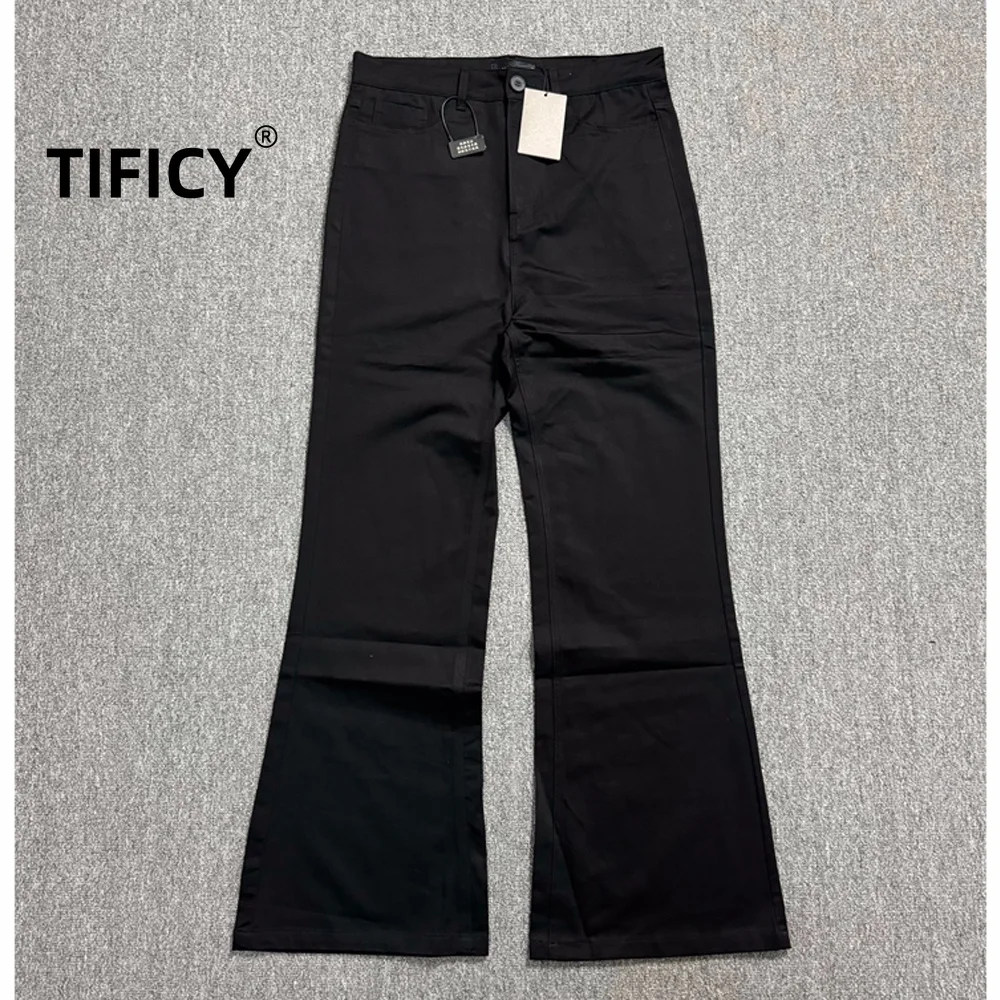 High Street Black Pants Women's Spring and Autumn New Loose Micro La Western Pants Tencel Cotton Versatile Pants