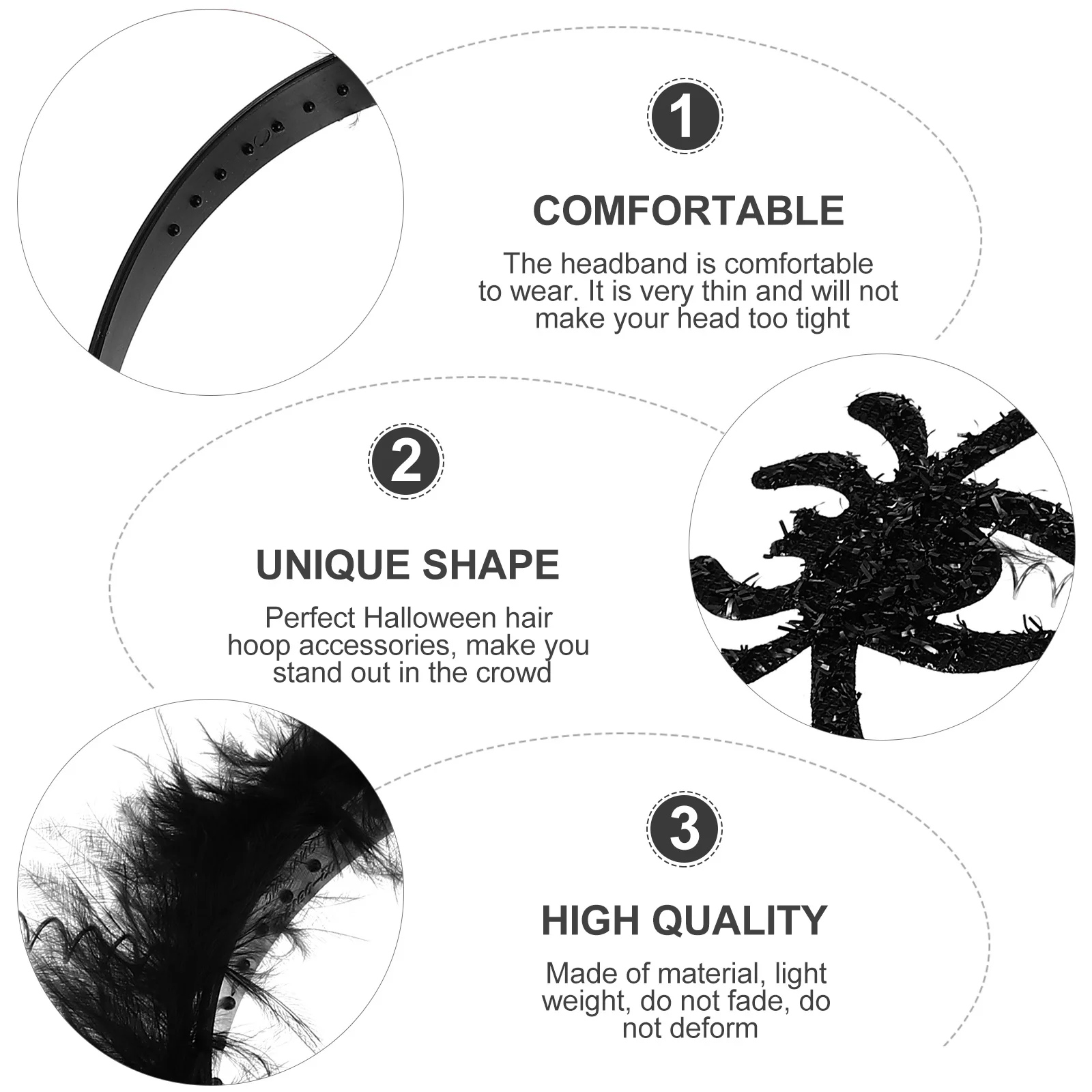 

3 Pcs Head Ornament Spider Halloween Theme Headwear Cosplay Props Decorative Headband Hair Hoops Festival Headdress