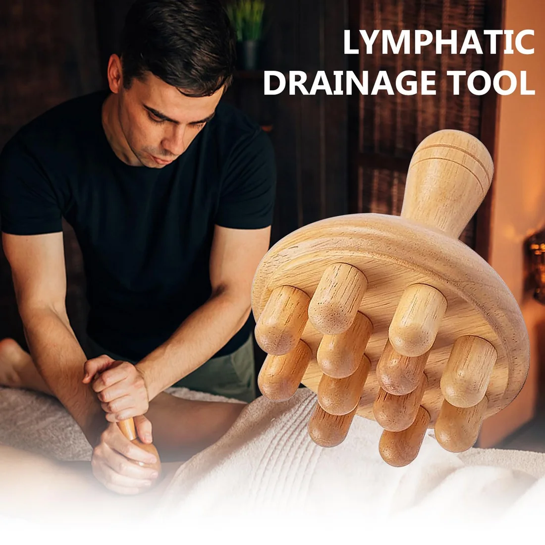 A93Z For Full Body Massage Tool Manual Wooden Mushroom Muscles Tension Local Fat Gua Sha Wood Massage Tool