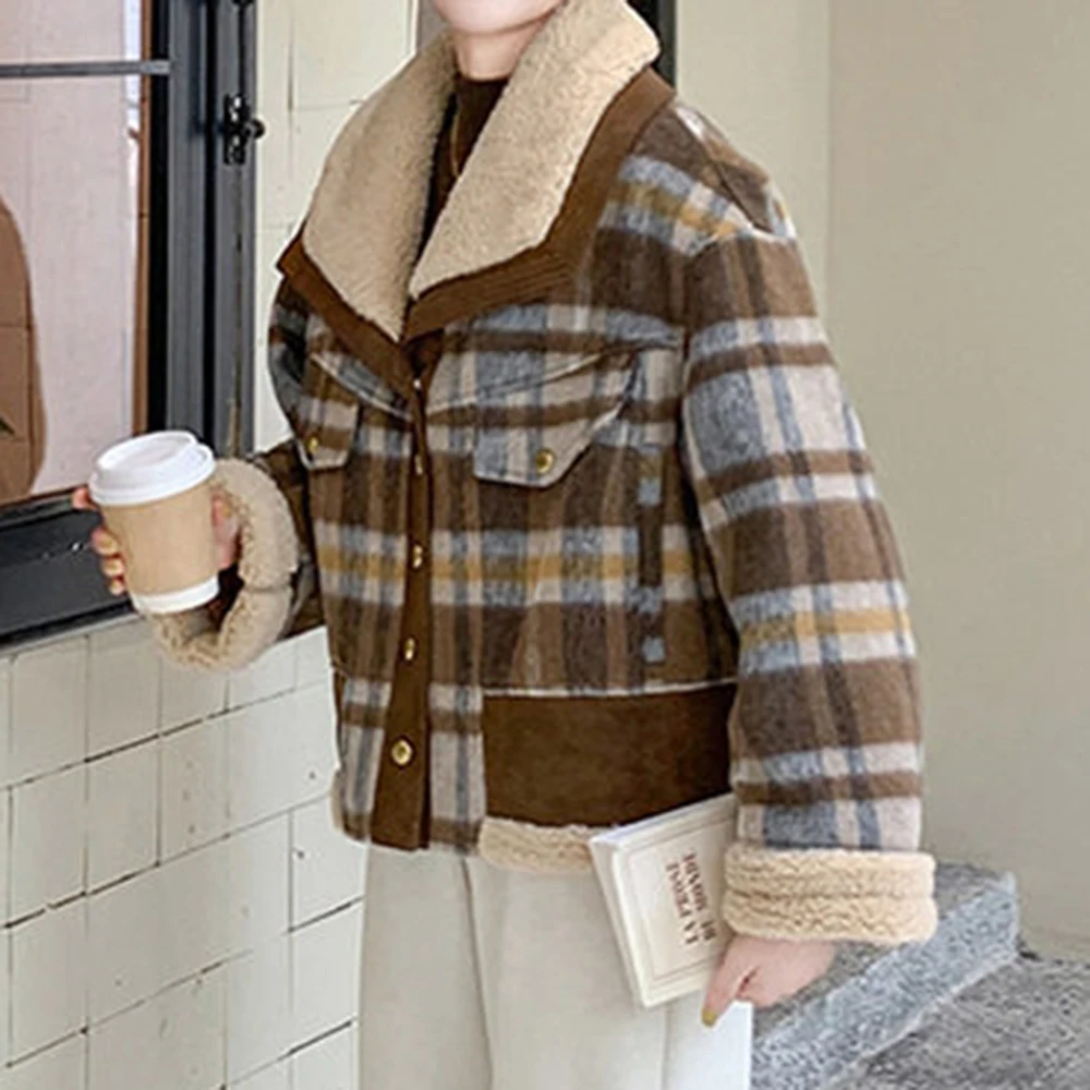 Short contrasting color padded thickened small fragrant jacket women's autumn and winter clothing new 2025 Korean thermal top