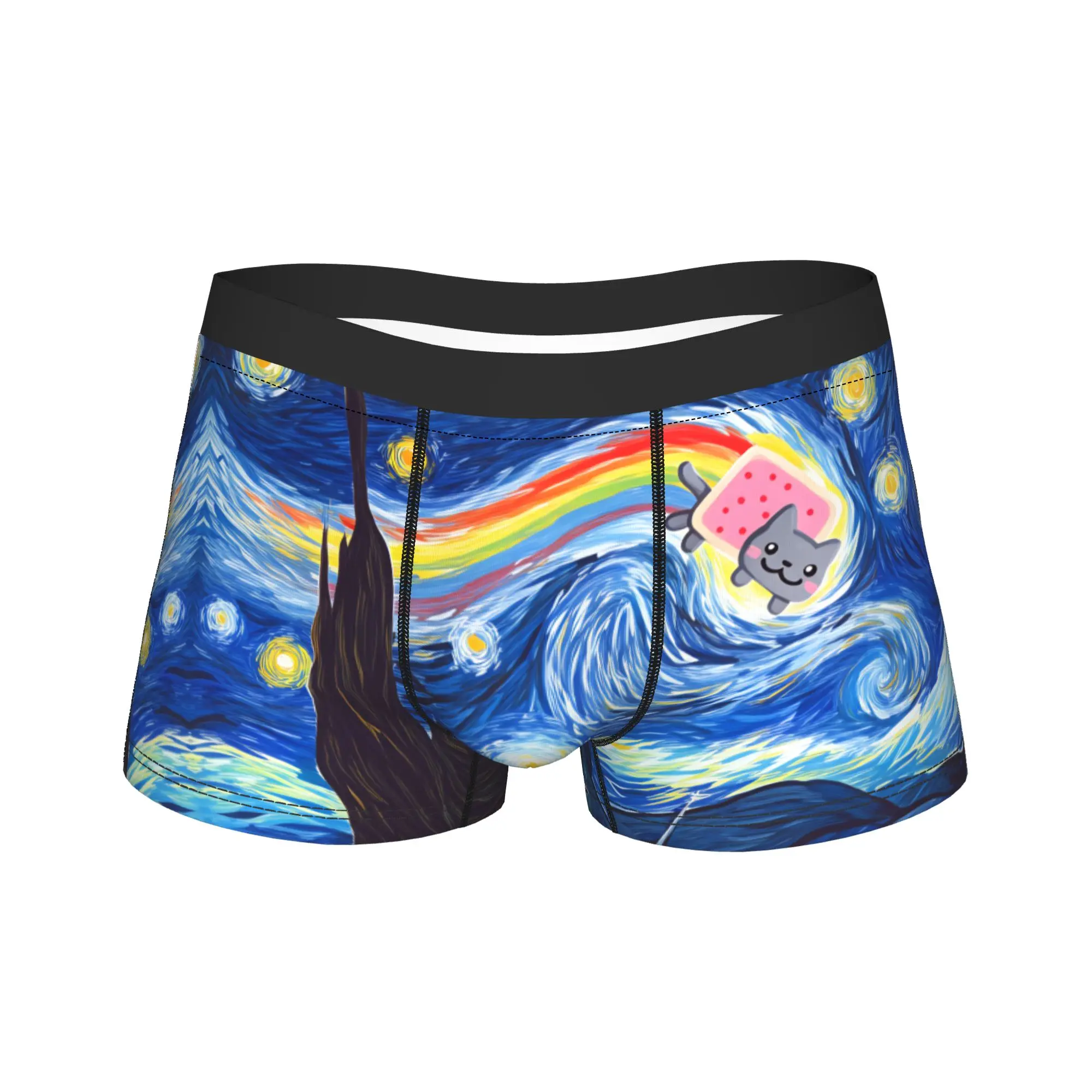 

Cat Rainbow Pixel SpaceN-Nyans Underwear Men Boxer Brief Elastic Boxershorts Trenky Printed Large Size Panties
