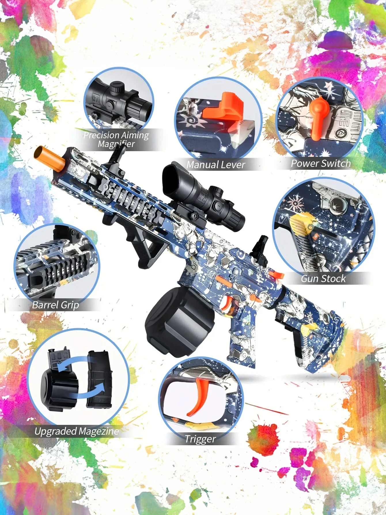 M416 toy gun gel ball blaster outdoor game suitable for Christmas and Halloween gifts does not contain bullets