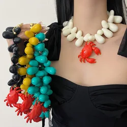 Exaggerated Design Sense Red Crab Pendant Necklace Women's 2025 New Advanced Water Drop Beaded Choker
