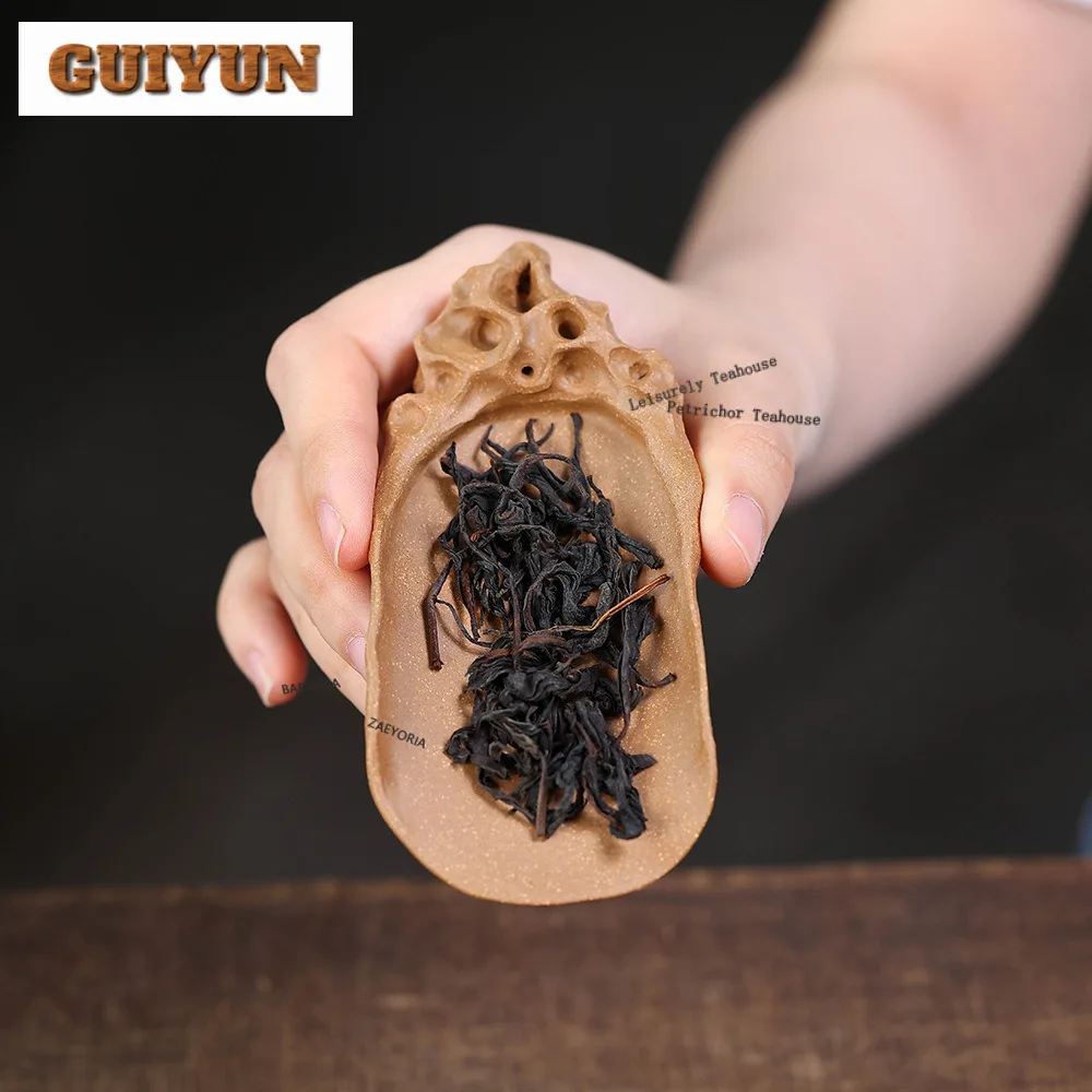 Yixing Purple Clay Tea Scoop Retro Tea Leaf Holder Shovel Chahe Awakening Tea Ladle Tieguanyin For Tea Supplies Ornaments