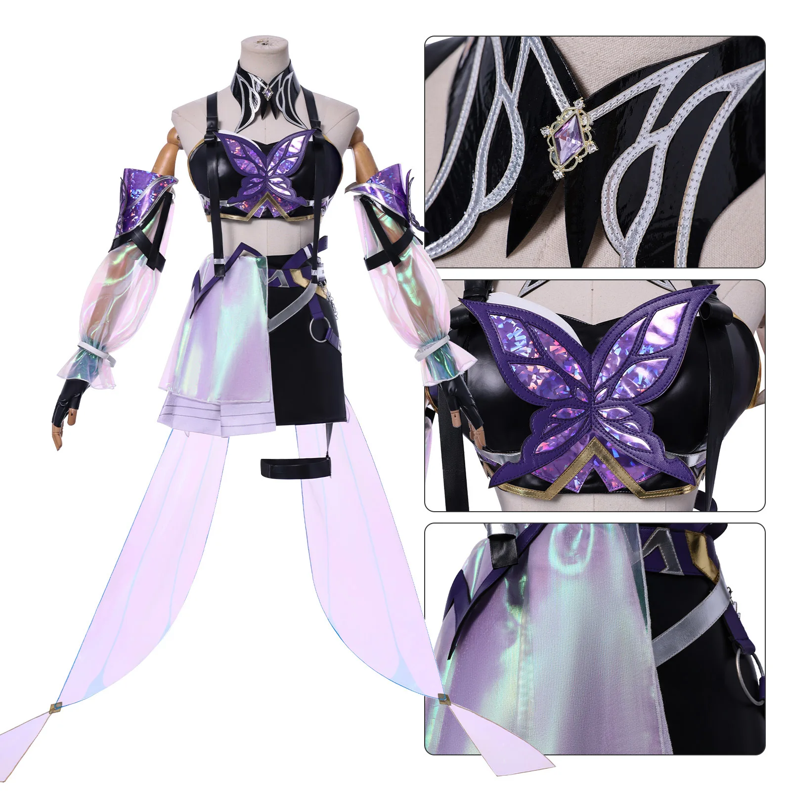 

Game Honor of Kings Cosplay Costume Anime A Ke Role Play Sexy Clothes Butterfly Element for Women Comic Con Halloween Party Wig