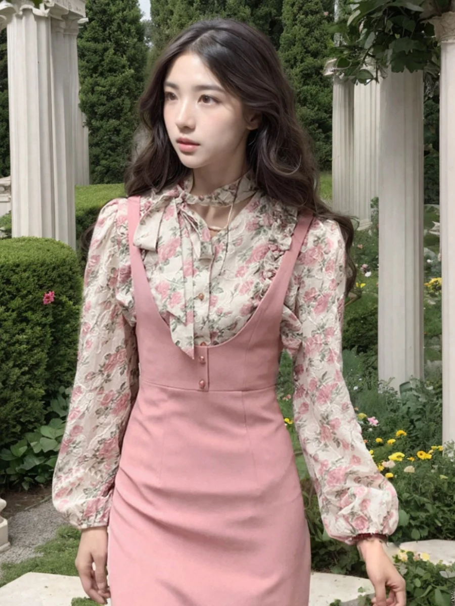 

Floral Print Two-Piece Set Ele Mature Women's Dr Casual Faion Spring Collection Unique Sle Comfortable Wear Resistant