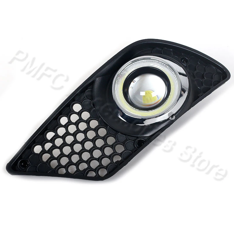 PMFC Car Front Bumper LED Fog Light DRL Daytime Running Light Angel Eye Grille For Benz C-Class W204 2008 2009 2010 A2048850353