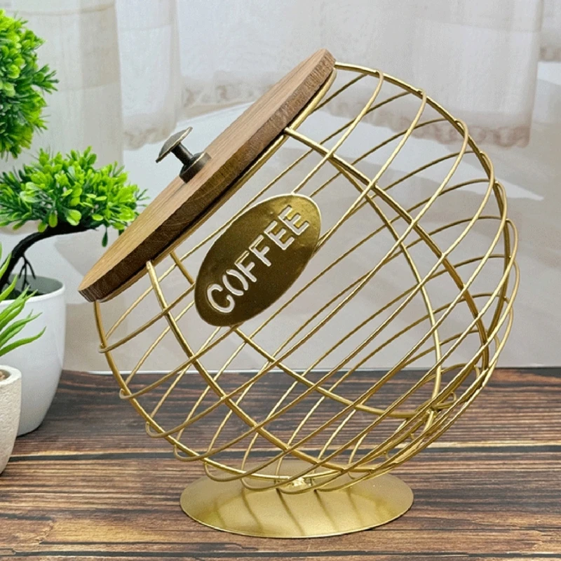 Practical Coffee Capsules Dispenser Iron Art Fruit and Snacks Storage Basket