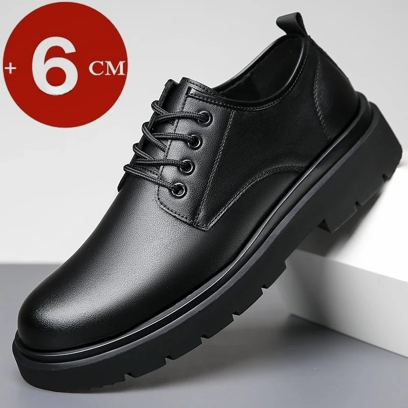 Men Business Casual Elevator Shoes Leisure Height-Increasing Leather Shoes Increased Height Inner Design Formal Wedding Oxfords