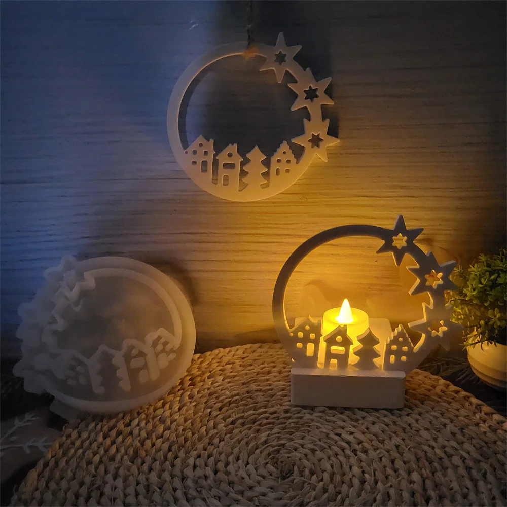 2025 New Hot Sale Mould Star Circle House Plug-in Decorative Plaster Mold Home Decor Cement DIY Ornament Ceramics Silicone Molds