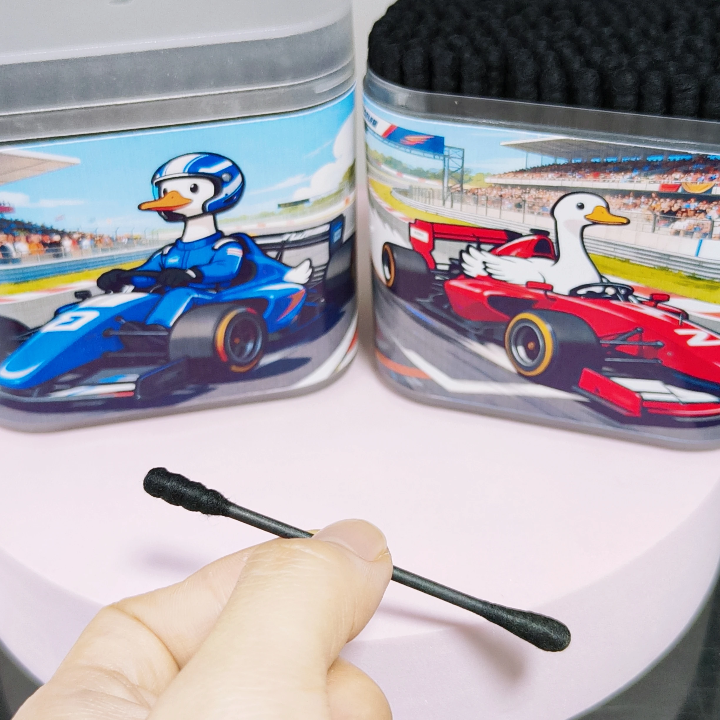 400PCS(2박스) 레이싱 구스 패턴 면봉 일상용품 블랙 양면 면봉