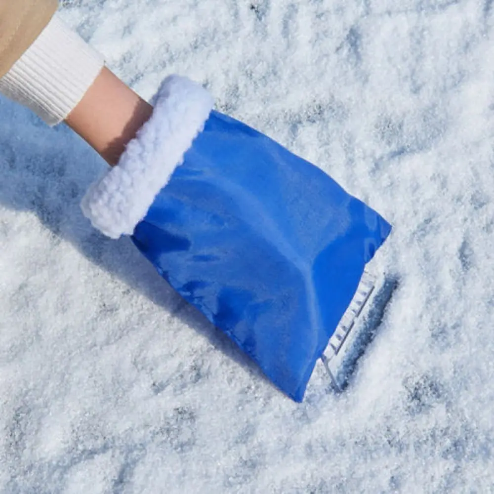 2-in-1 Design Car Snow Scraper Glove Warm Glove Plastic Snow Shovel Handheld Style Snow Removal Ice Removal Clean Tool