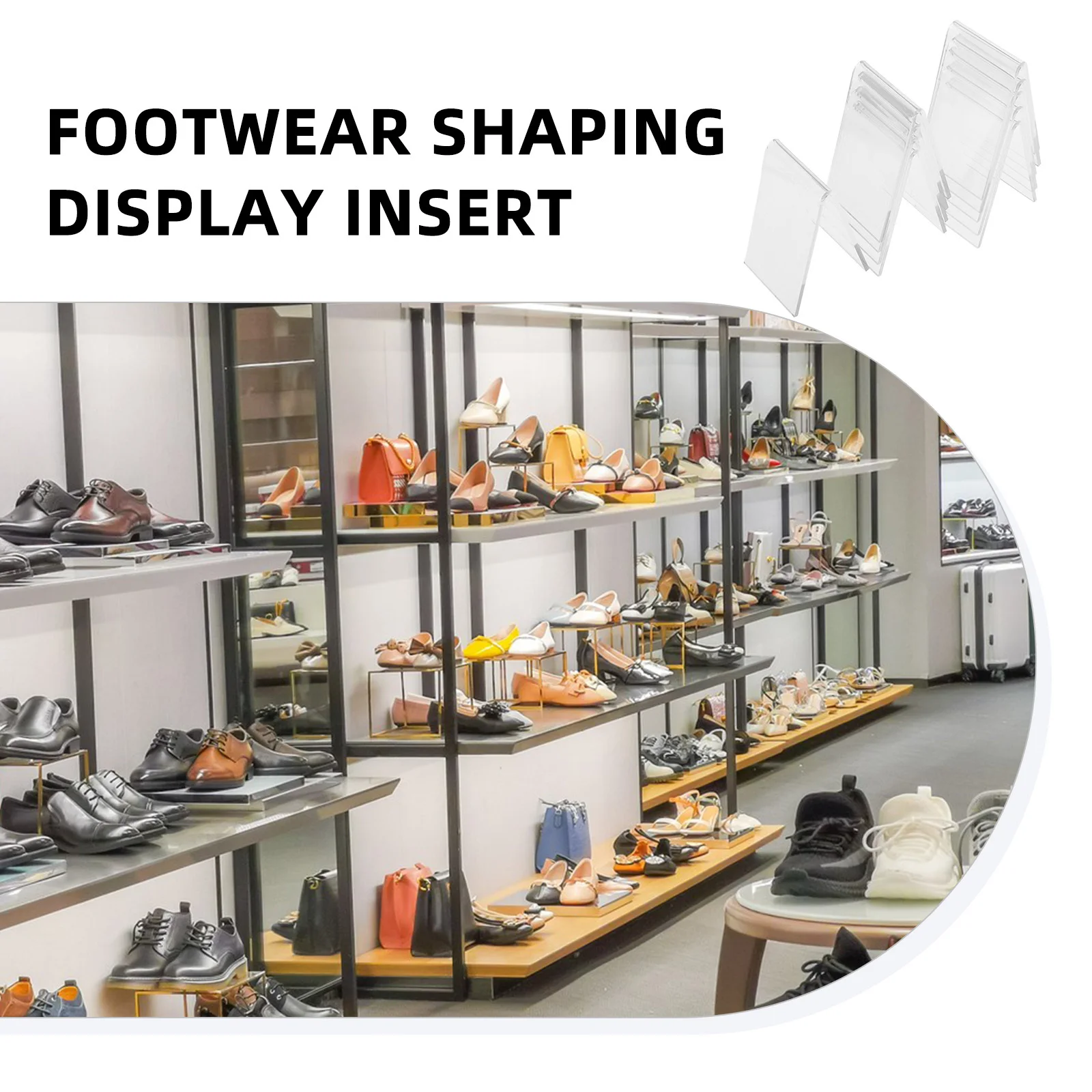 

10Pcs Clear Acrylic Shoe Display Racks Modern Transparent Shoe Organizer for Retail Store Home Shoes Heels Boots Presentation