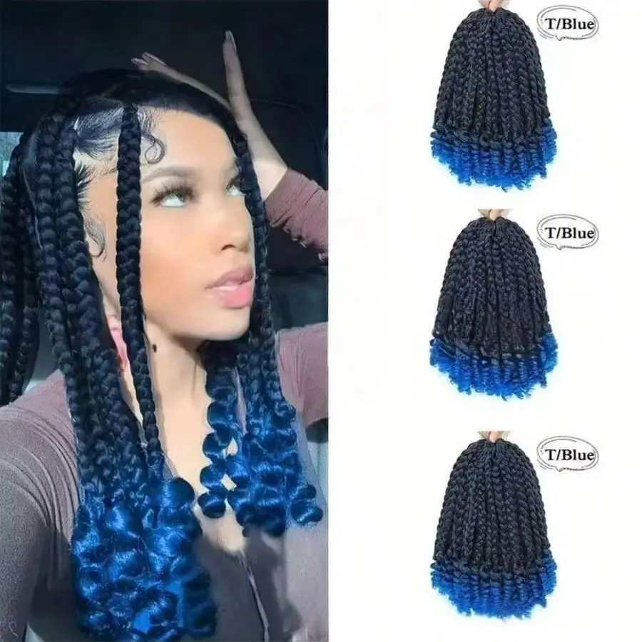 10 بوصة بوب صندوق جديلة الكروشيه الشعر للنساء الاصطناعية آلهة صندوق جديلة الشعر مع أطراف مجعدة الكروشيه الشعر التمديد 15 تقف/قطعة #2