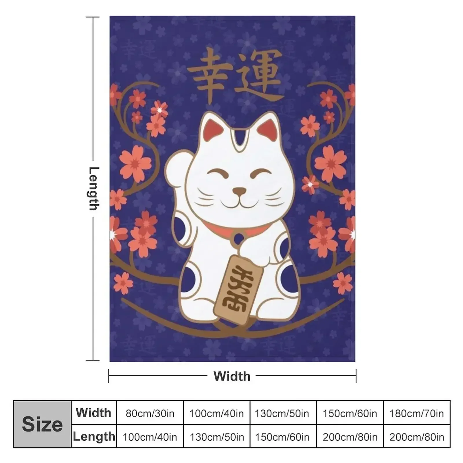 Maneki-neko cat with good luck kanji Throw Blanket Luxury Designer Shaggy Blankets For Sofas Tourist Blankets