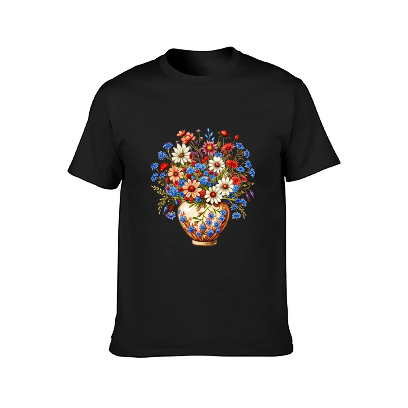 The Magic of Colorful Spring: A World Full of Flowers in the Vase T-Shirt tops quick-drying hippie clothes mens funny t shirts