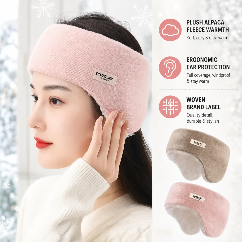 Winter Ear Warmers Thermal Fleece Headband Soft Plush Ear Covers Sleep Eye Mask Windproof Women Girls Outdoor Ski Headband