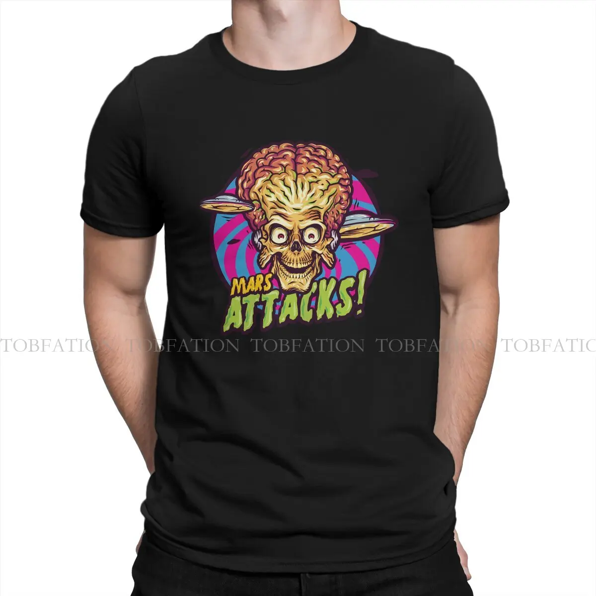 We Need A Welcome Mat Graphic TShirt Mars Attacks Alien Sci-Fi Movies Printing Streetwear T Shirt Male Tee Special Gift Idea