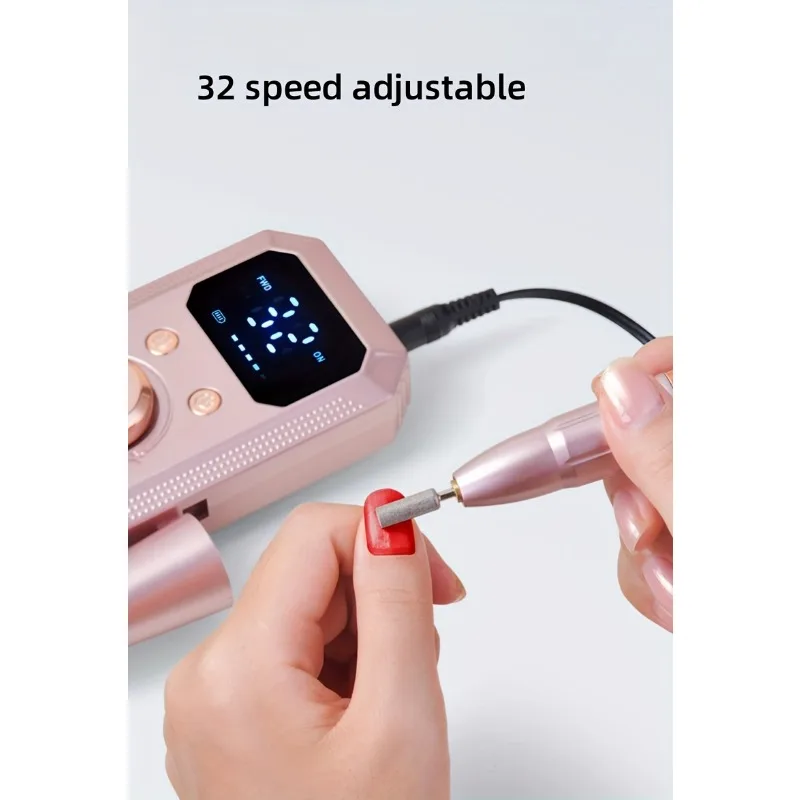 Rechargeable Electric Nail Drill Machine, Professional Nail Polisher with 11 Nail Drill Bits & 20 Sanding Bands, High Speed Manicure Tool for Salon & Home Use, Perfect Gift for Women