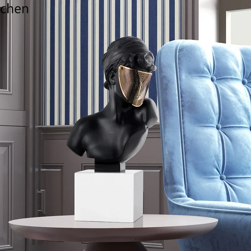 j-4  Classical Masked Portrait Sculpture Ornament Model Room Exhibition Hall Living Room Statue Art Decoration