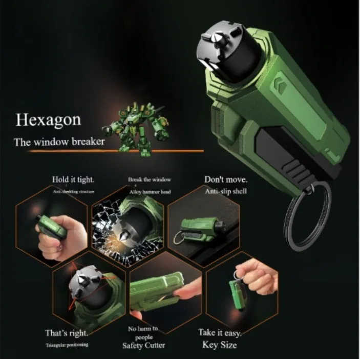 2025 New Mini Car Emergency Safety Hammer One Second Window Breaker Car Escape Hammer Safety Belt Cutting Knife view 4