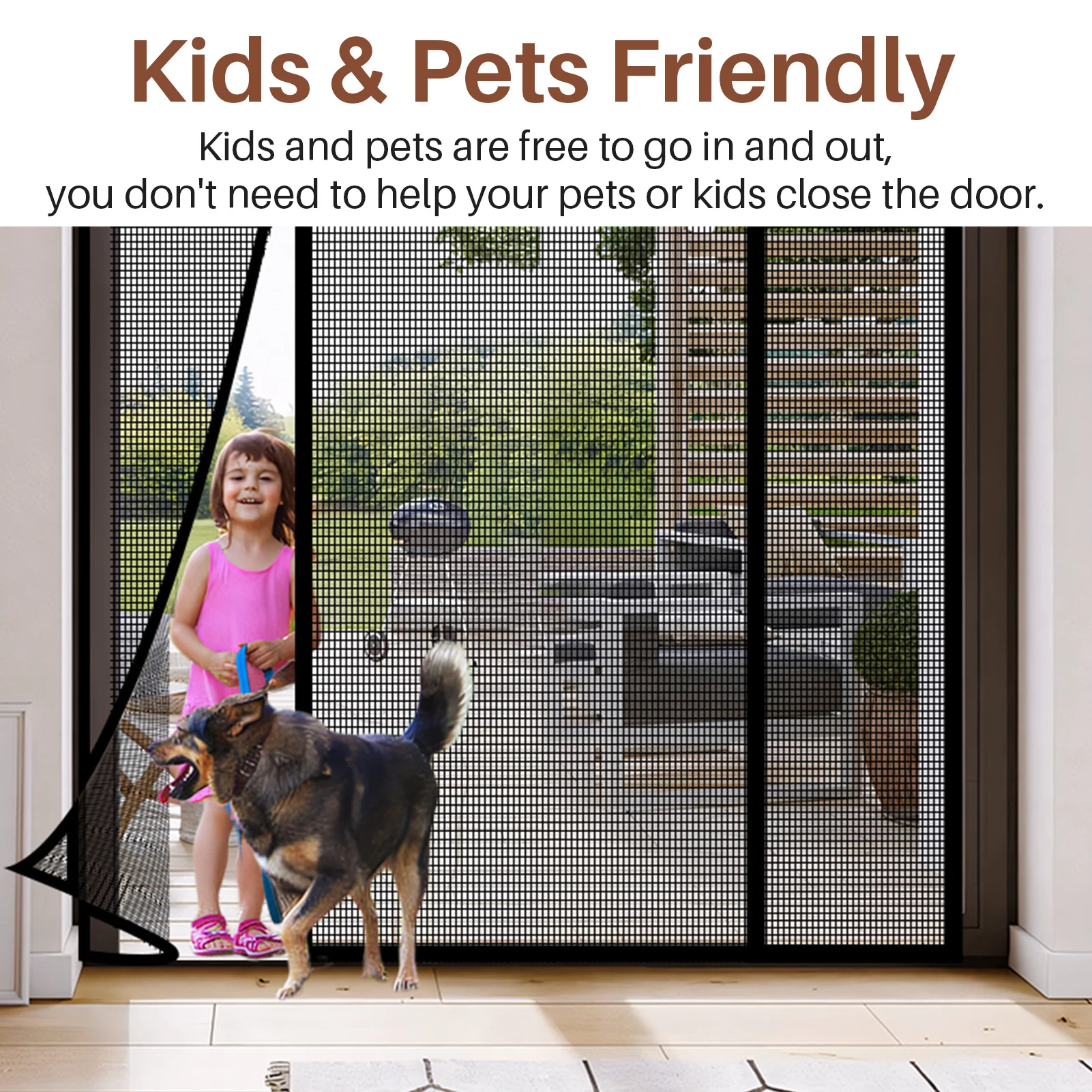 Double Door Mesh Screen Magnetic Closure Magnet Bug Screens for Doorway French Sliding Door Self Closing Fiberglass Mosquito Net