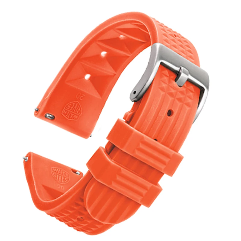 Watchdives 22mm Soft Rubber Waffle Strap Bracelets Universal Mens Diver Rubber Waterproof Sports Watch Band for Womens 20mm