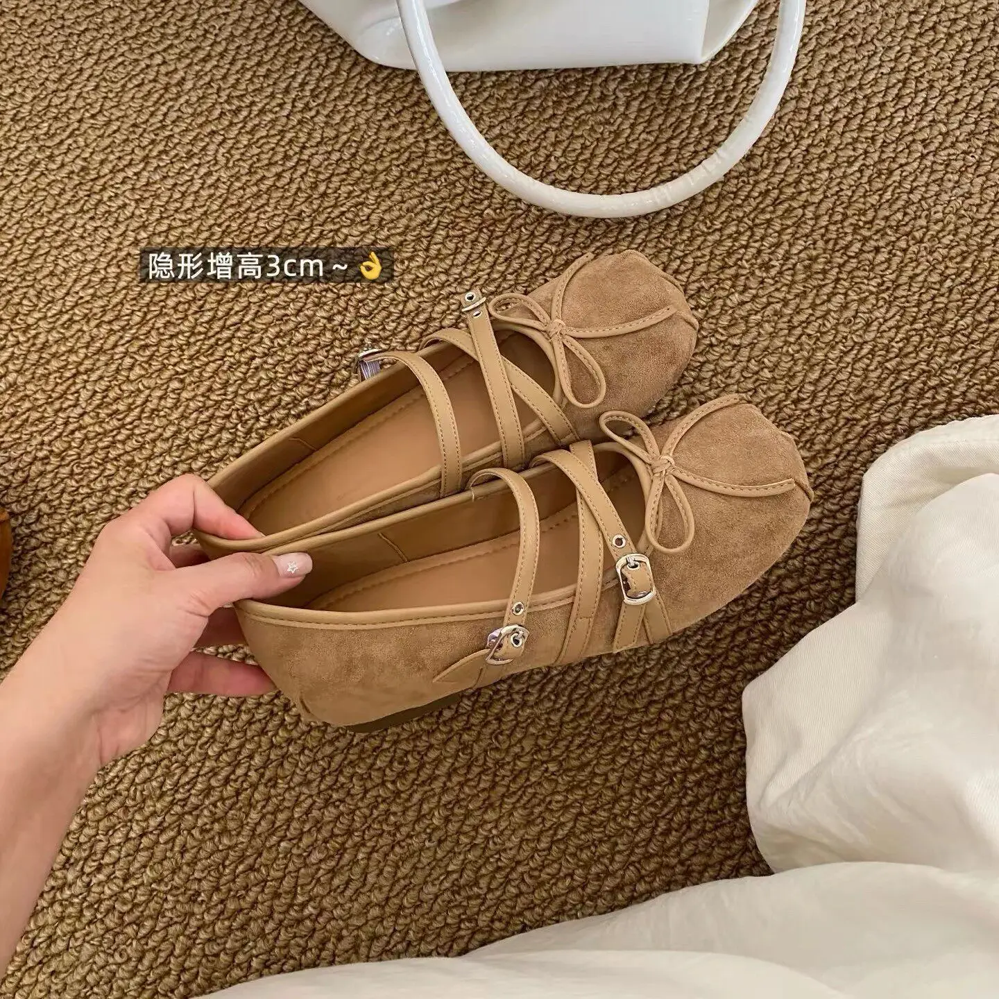 Bows Folded Deep-Notched Flats 2026 Summer New Style High-Heeled Women's Shoes
