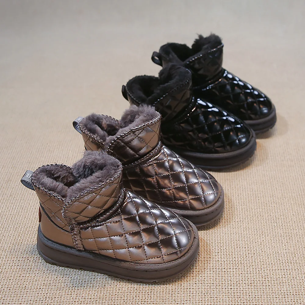 

Children Plush Trendy Warm Boots Girls Fashion Kids Waterproof Youth Snow Boots Non-slip Thickened Children Casual Cotton Shoes