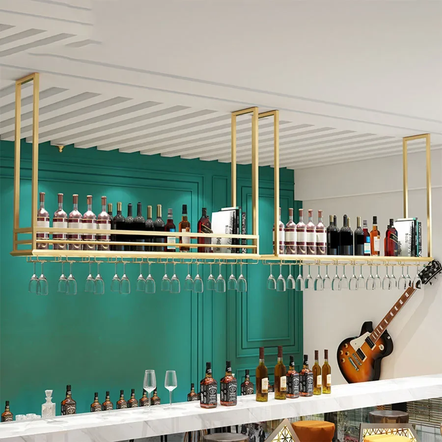 

Upside Down Bar Cabinet Display Design Wedding Kitchen Houses Handmade Industrial Wine Rack Metal Wijnkast Modern Furniture