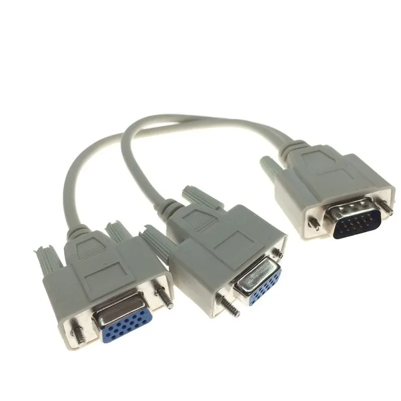 RGB VGA SVGA Male to 2 VGA two HDB15 Female Splitter Adapter extension Cable w/ core VGA splitter adaptor connector converter