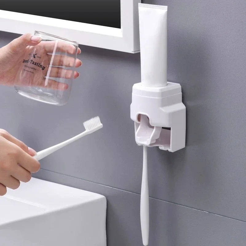 

1pc Automatic Toothpaste Dispenser Creative Wall Mount and Small Toothbrush Holder Squeezer for Family Shower Bathroom