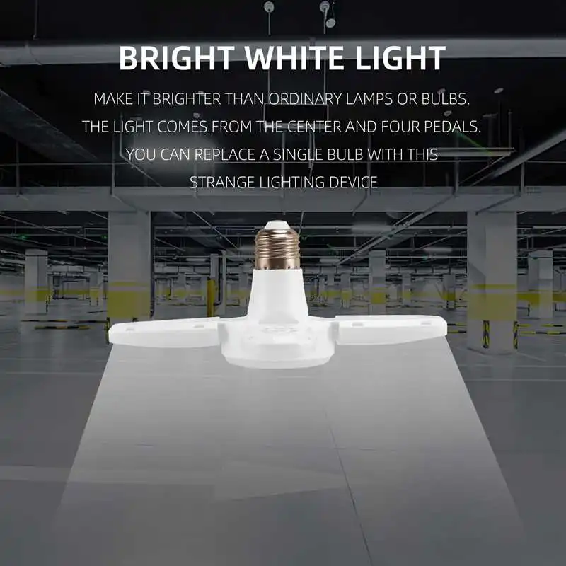 1PC E27 Led Lamp Led Bulb 28W Led Light Bulb AC 85-265V Foldable Fan Blade Lights Lighting For Living Room Garage Light