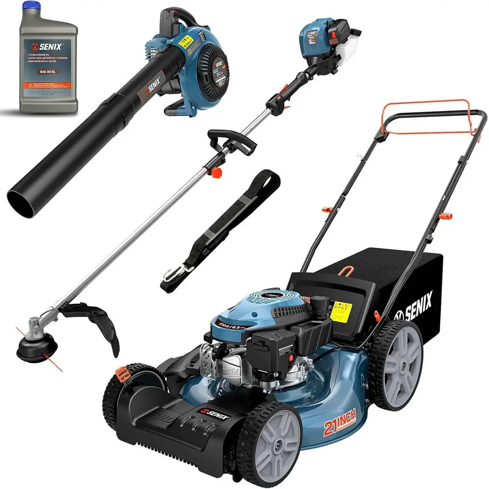 

LSSG-M10 21-inch 170cc Gas Lawn Mower Sel Propelled, 26.5 cc String Trimmer and 4-Cycle Lea Blower Kit